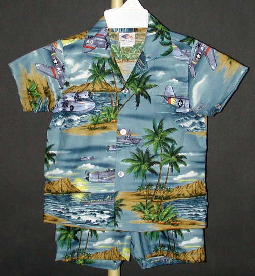 Aloha Hawaiian Shirt & Shorts Set 1261.175 Blue - Click Image to Close