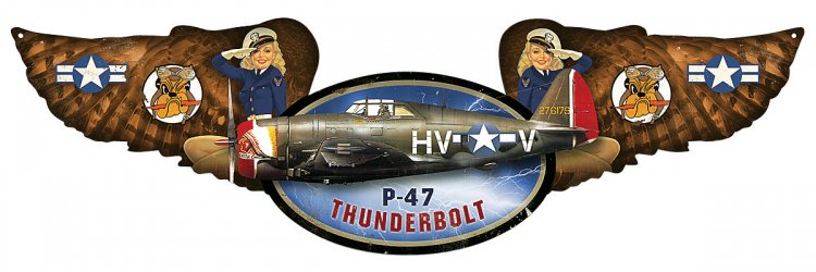 P-47 Thunderbolt pilot's wing Metal Sign - Click Image to Close
