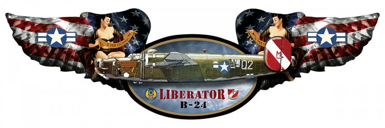 B-24 Liberator Pilot Wing Metal Sign - Click Image to Close