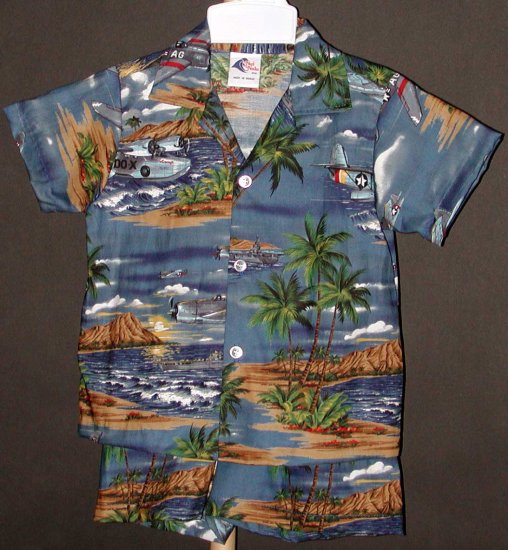 Aloha Hawaiian Shirt & Shorts Set 1261.175 Navy - Click Image to Close