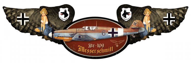 Messerschmitt Bf 109 Pilot Wing Metal Sign - Click Image to Close