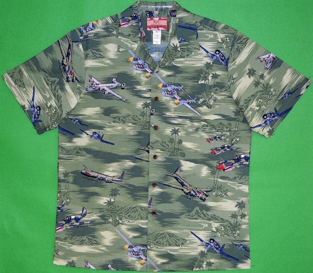 ☞ NEW PATTERN ☜Pacific Warbirds Shirt 102C.1005 Green - Click Image to Close