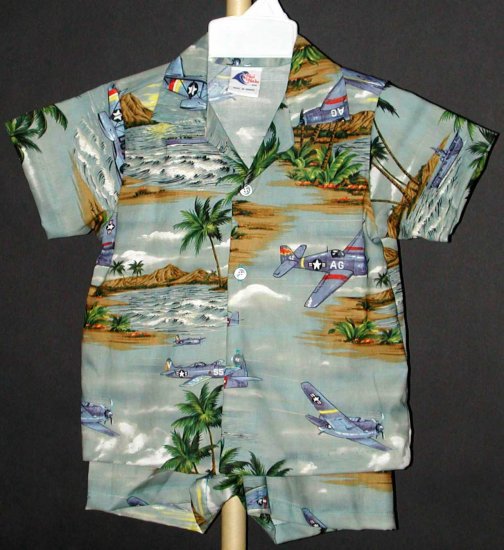 Aloha Hawaiian Shirt & Shorts Set 1261.175 Green - Click Image to Close