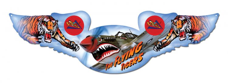 Flying Tigers Winged Metal Sign - Click Image to Close